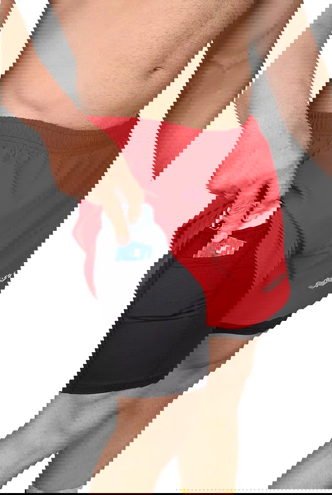 Men's 2 in 1 Athletic Shorts with Compression Liner Red