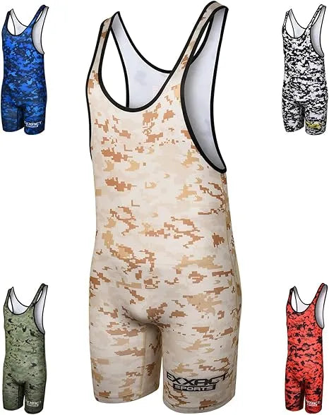 Camouflage Wrestling Singlet For MMA, Powerlifting & Training