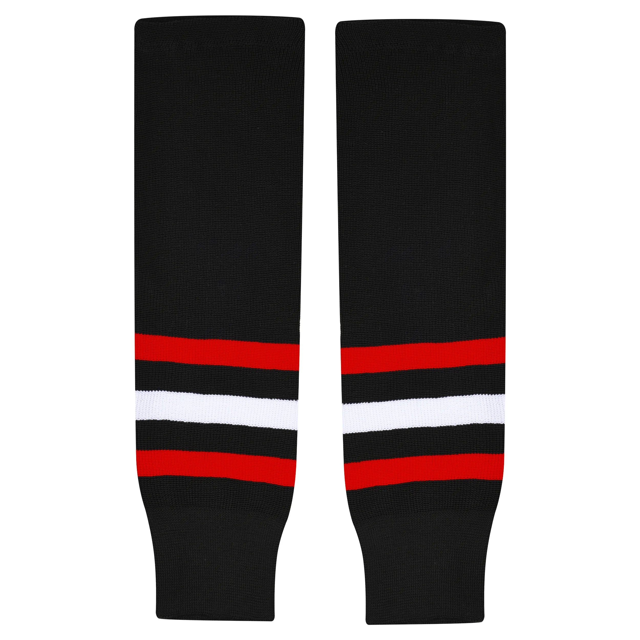 Knit Men & Women Hockey Socks Black / Red & White