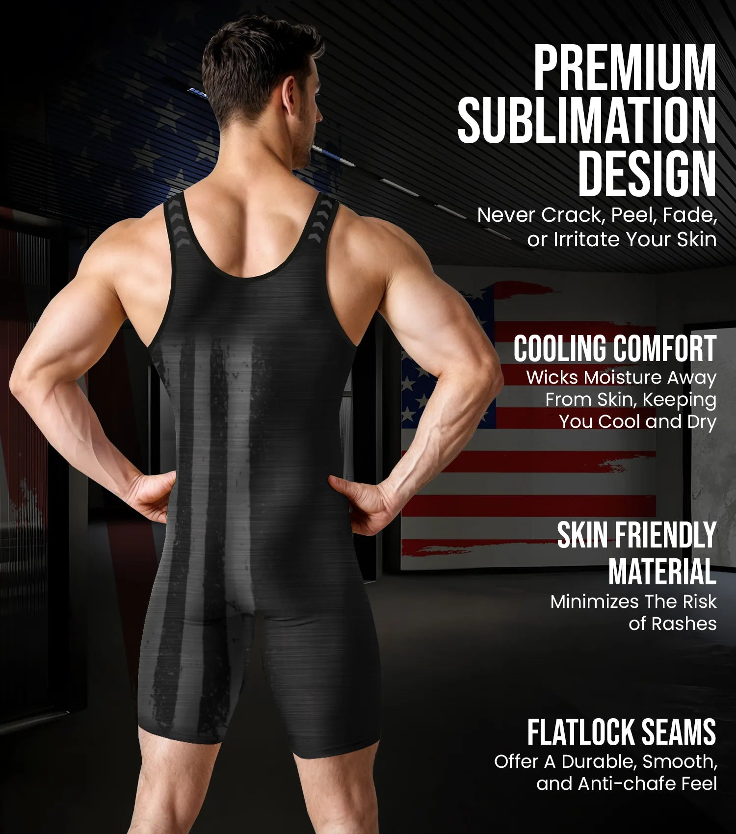Men's Patriot Wrestling Singlets Black (Adult)