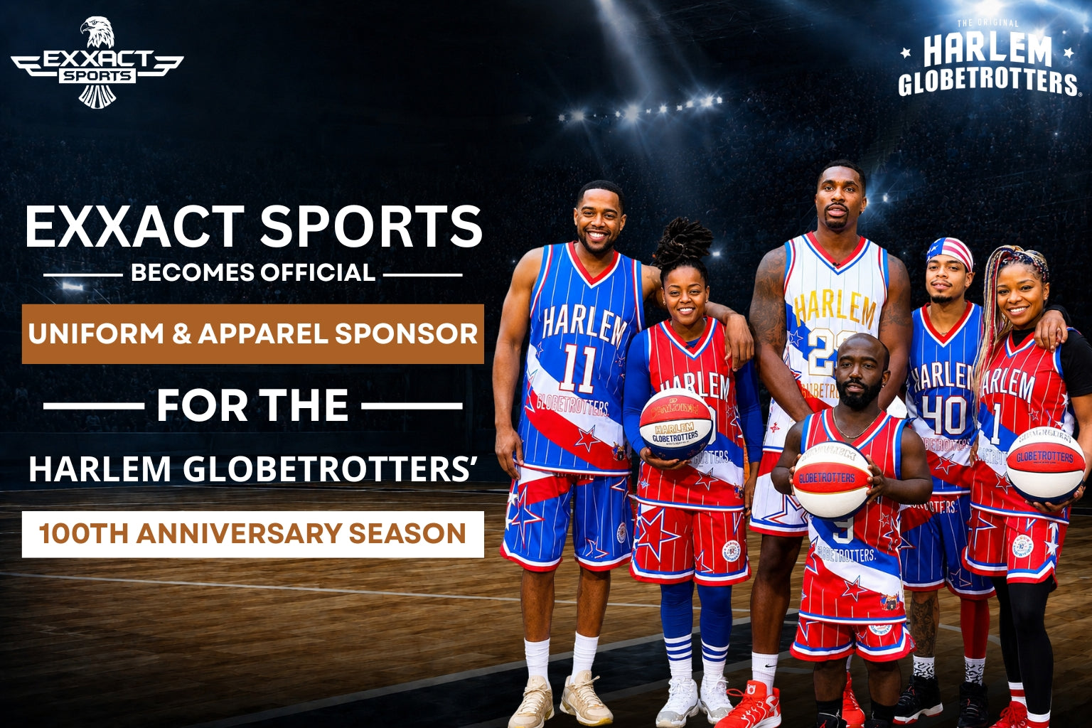 Exxact Sports becomes Official Uniform & Apparel Sponsor for the Harlem Globetrotters’ 100th Anniversary Season
