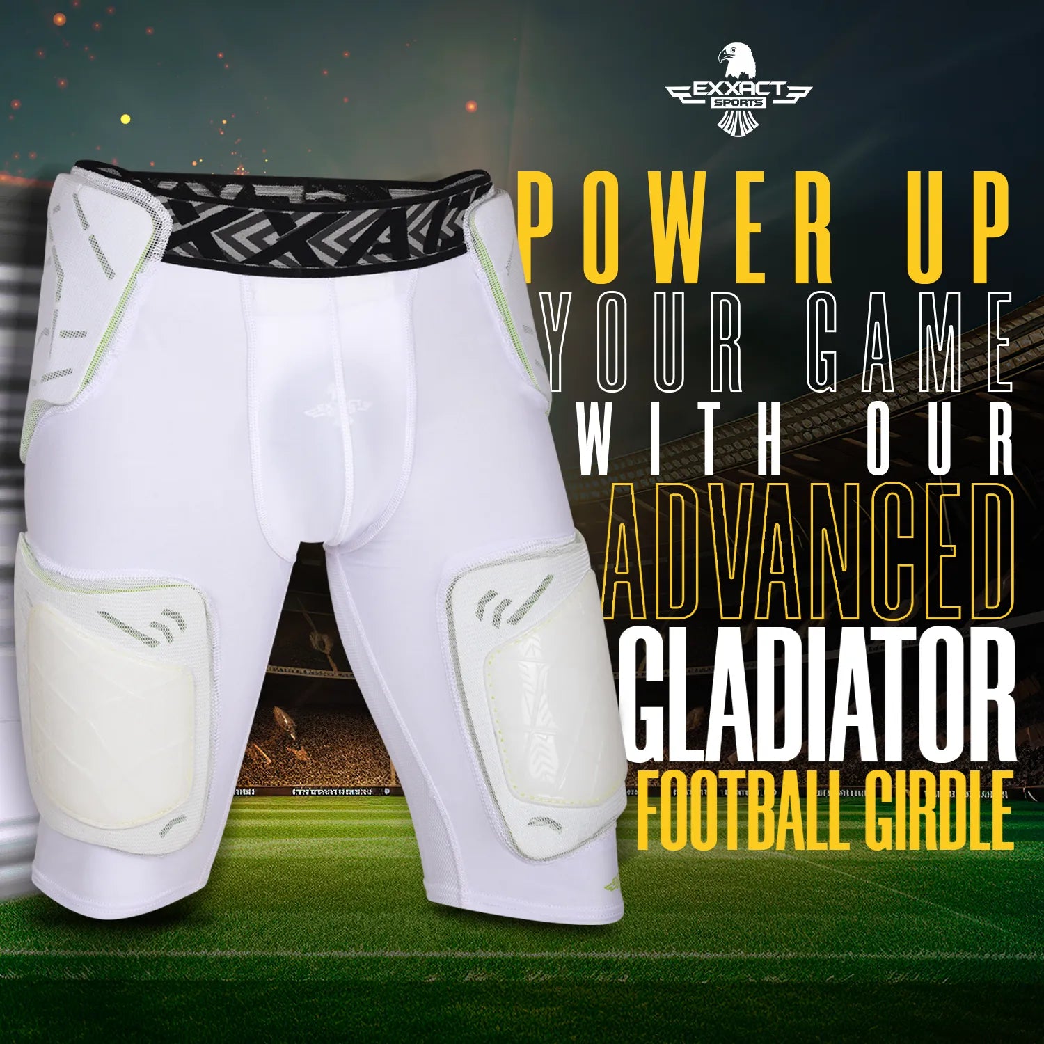 Men's Gladiator 5-Pad Football Girdle with Cup Pocket White (Adult)