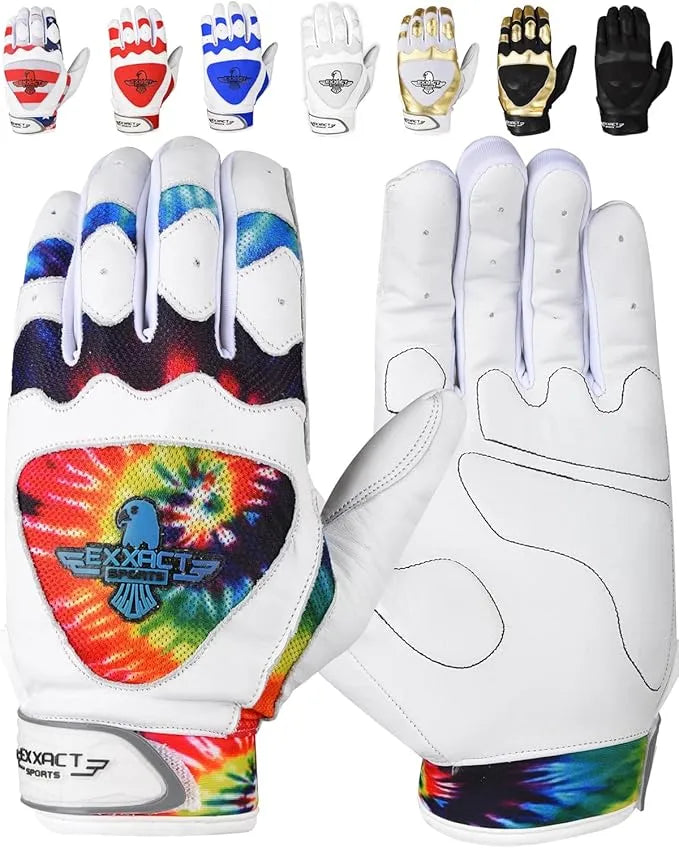 Padded Baseball Batting Gloves for Men & Women Tie Dye