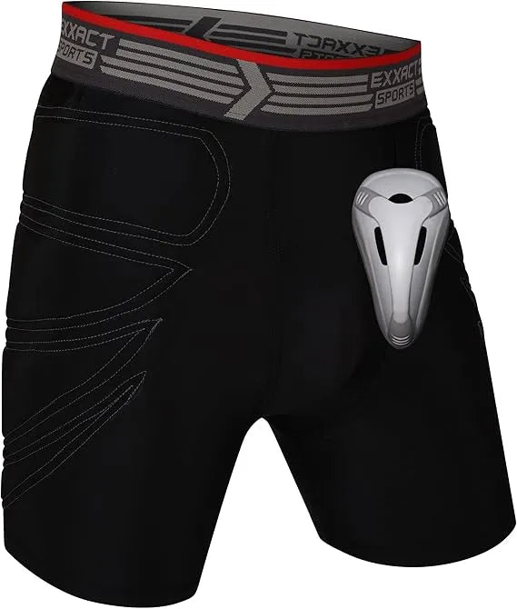 Men's Padded Sliding Shorts with Hard Protective Cup Black