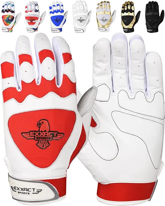 Padded Baseball Batting Gloves for Men & Women Red