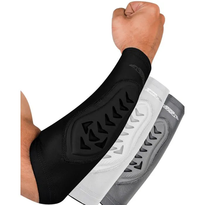 Forearm Padded Compression Sleeve For Football, Baseball (1 Pair) Black