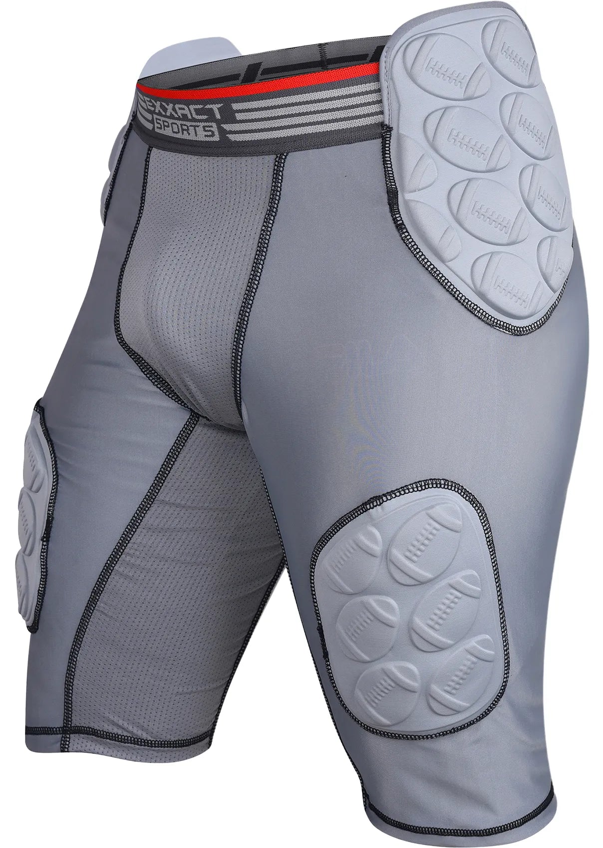 Touchdown 5-Pad Men's Football Girdle with Cup Pocket Gray (Adult)