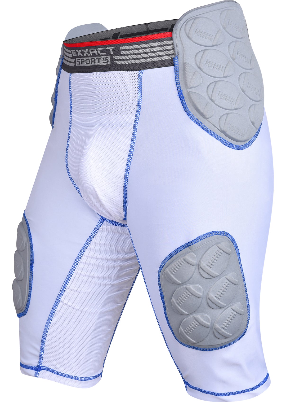 Touchdown 5-Pad Men's Football Girdle with Cup Pocket White (Adult)