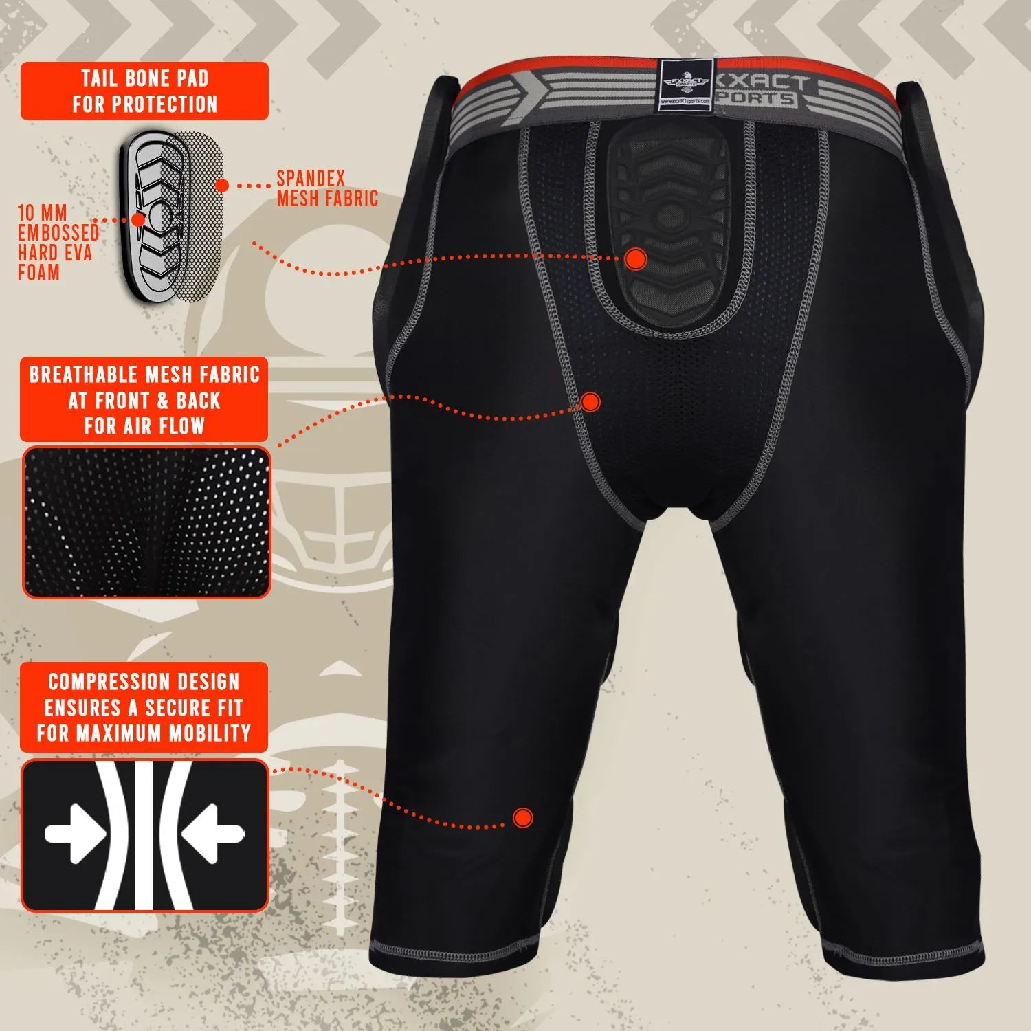 Combat 7 Pads Men's Football Girdle with Cup Pocket Black Combat Plus (Adult)