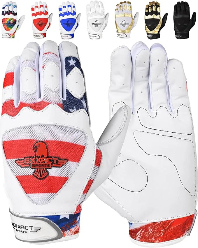 Padded Baseball Batting Gloves for Men & Women USA Flag