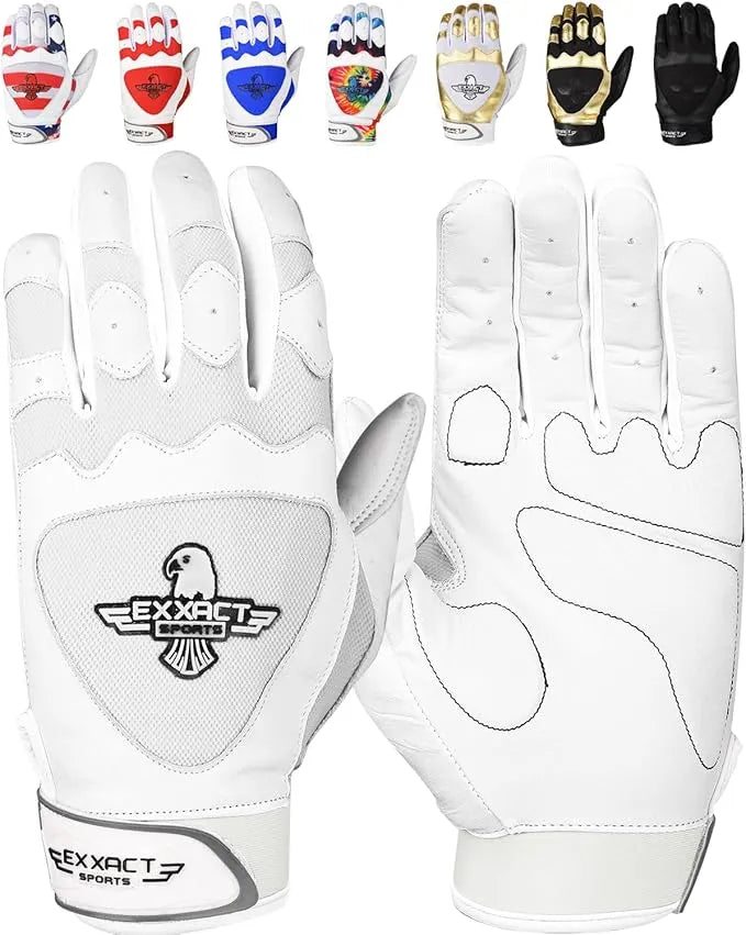 Padded Baseball Batting Gloves for Men & Women White