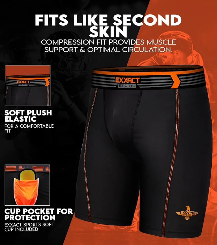 Men's compression shorts with soft athletic cup Black (adult)