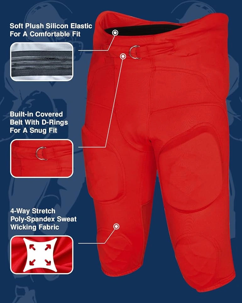 Integrated Football Pant Men's Gladiator with Pads Red (Adult)