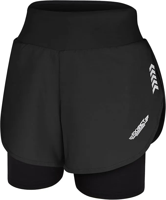 2 in 1 Shorts Women - Athletic Shorts with Spandex Underneath - Exxact Sports