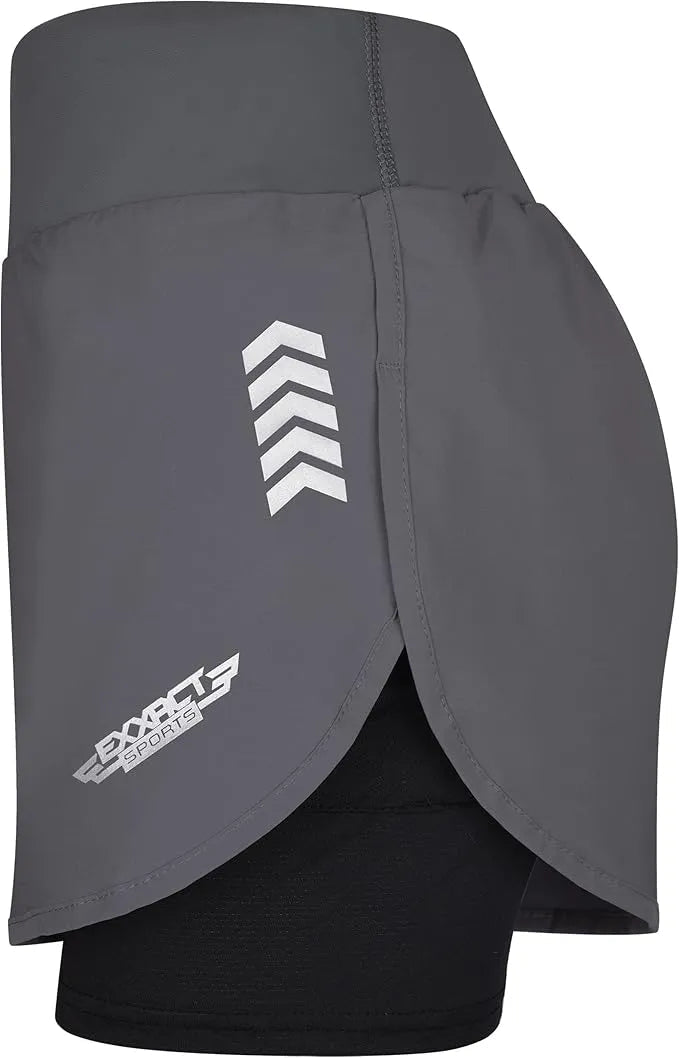 Women's  2 in 1 Athletic Shorts with Compression Liner Charcoal