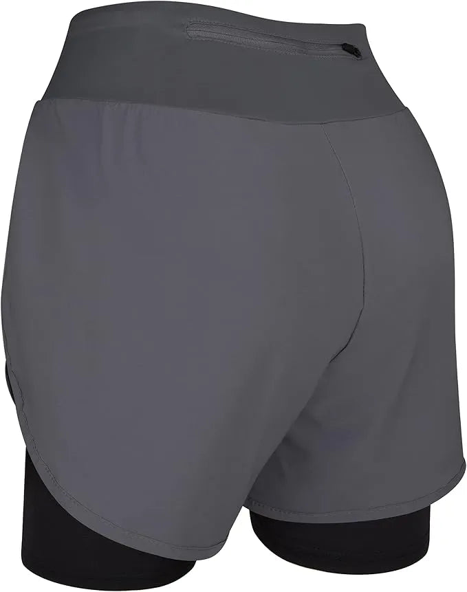 Women's  2 in 1 Athletic Shorts with Compression Liner Charcoal
