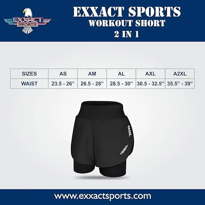 Women's  2 in 1 Athletic Shorts with Compression Liner Charcoal