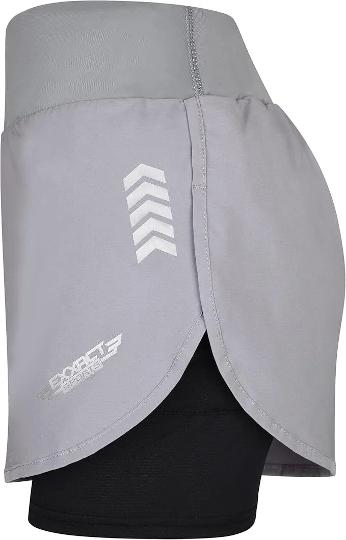 Women's  2 in 1 Athletic Shorts with Compression Liner Gray