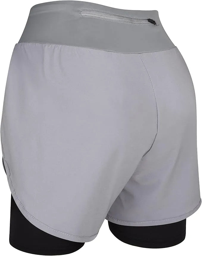 Women's  2 in 1 Athletic Shorts with Compression Liner Gray