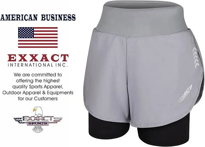 Women's  2 in 1 Athletic Shorts with Compression Liner Gray