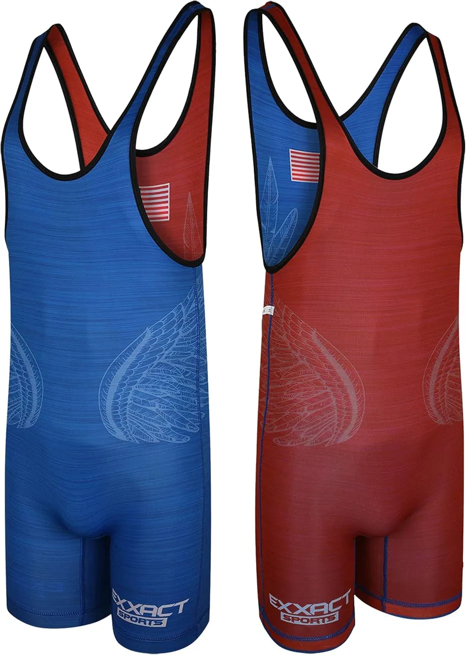 REVERSIBLE WRESTLING SINGLET FOR GYMNASTIC & MMA Red Royal Blue (UNISEX ADULT/YOUTH)