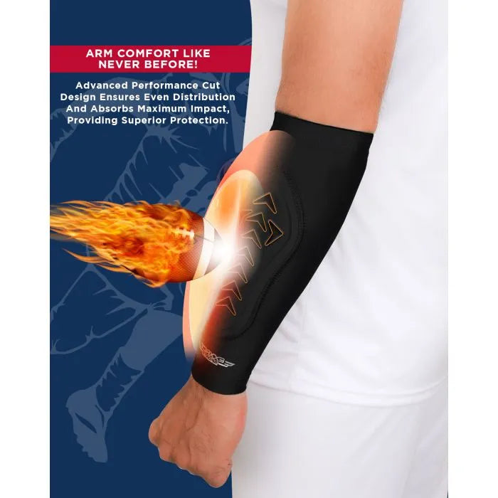 Forearm Padded Compression Sleeve For Football, Baseball (1 Pair) Black