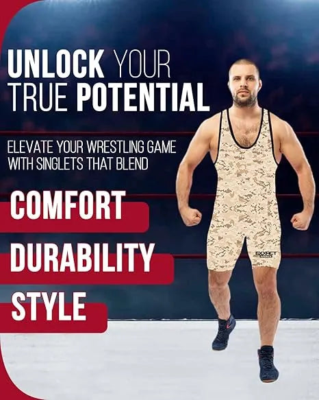 Boys Youth Camouflage Wrestling Singlets Desert Camo