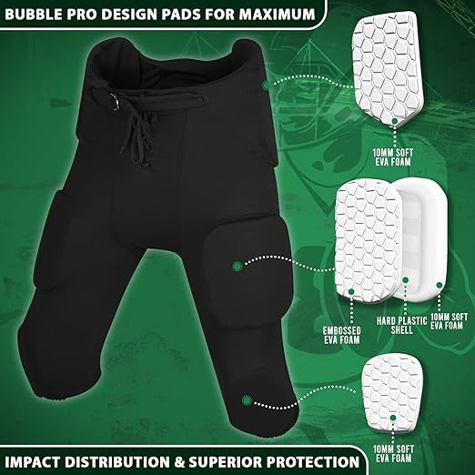 Integrated Men's Football Pants with 7 Bubble Pro Pads (Adult)