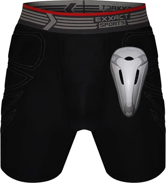 Men's Padded Sliding Shorts with Hard Protective Cup Black