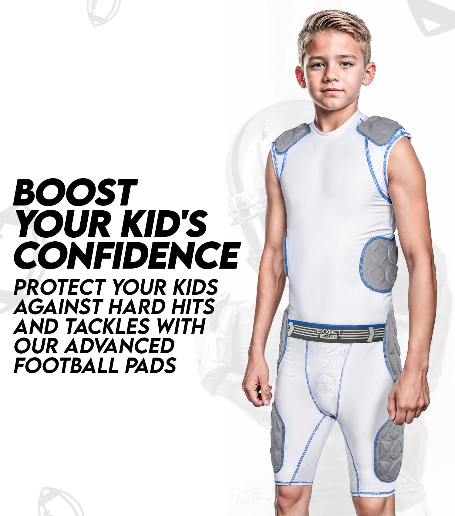 Touchdown 5-Pad Boys Football Girdle with Cup Pocket Black (Youth)