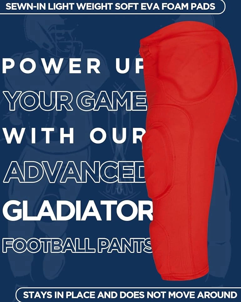 Integrated Football Pant Men's Gladiator with Pads Red (Adult)