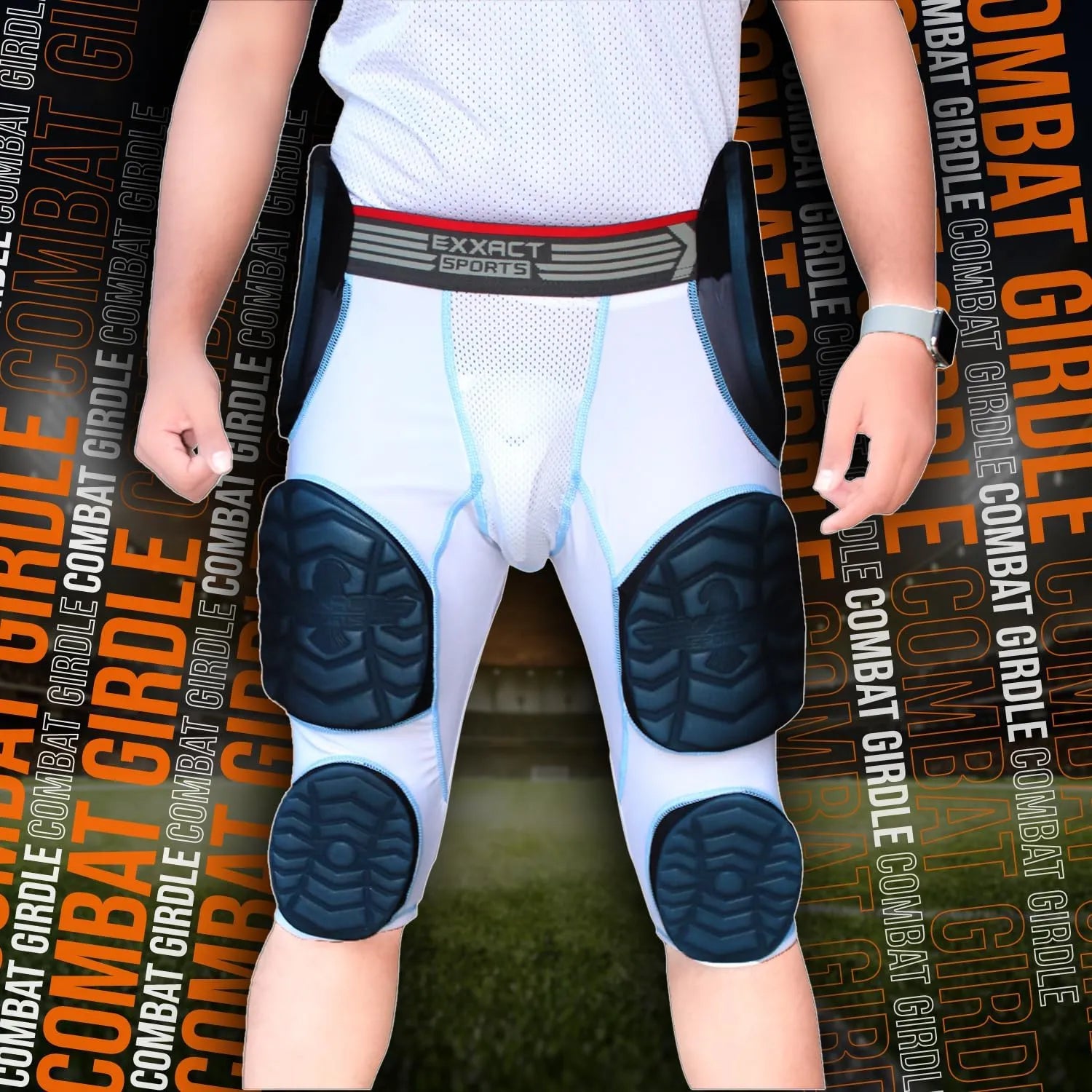 Combat 7 Pads Men's Football Girdle with Cup Pocket White Combat Plus (Adult)