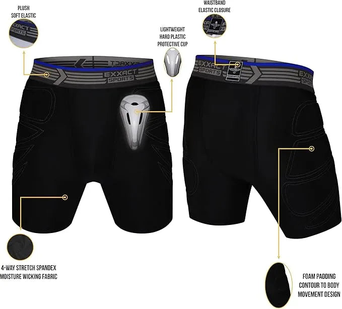 Sliding Shorts w/Hard Cup & Foam Padding for MMA (Youth)