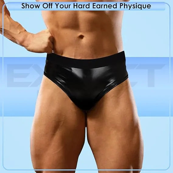 Men's Wet Look Shining Bodybuilding Posing Trunks