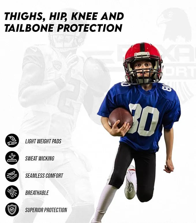 Rebel Boys Integrated Football Pants with Built-in Pads Black (Youth)