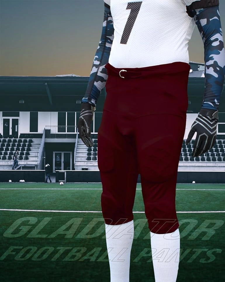 Integrated Football Pant Men's Gladiator with Pads Maroon (Adult)