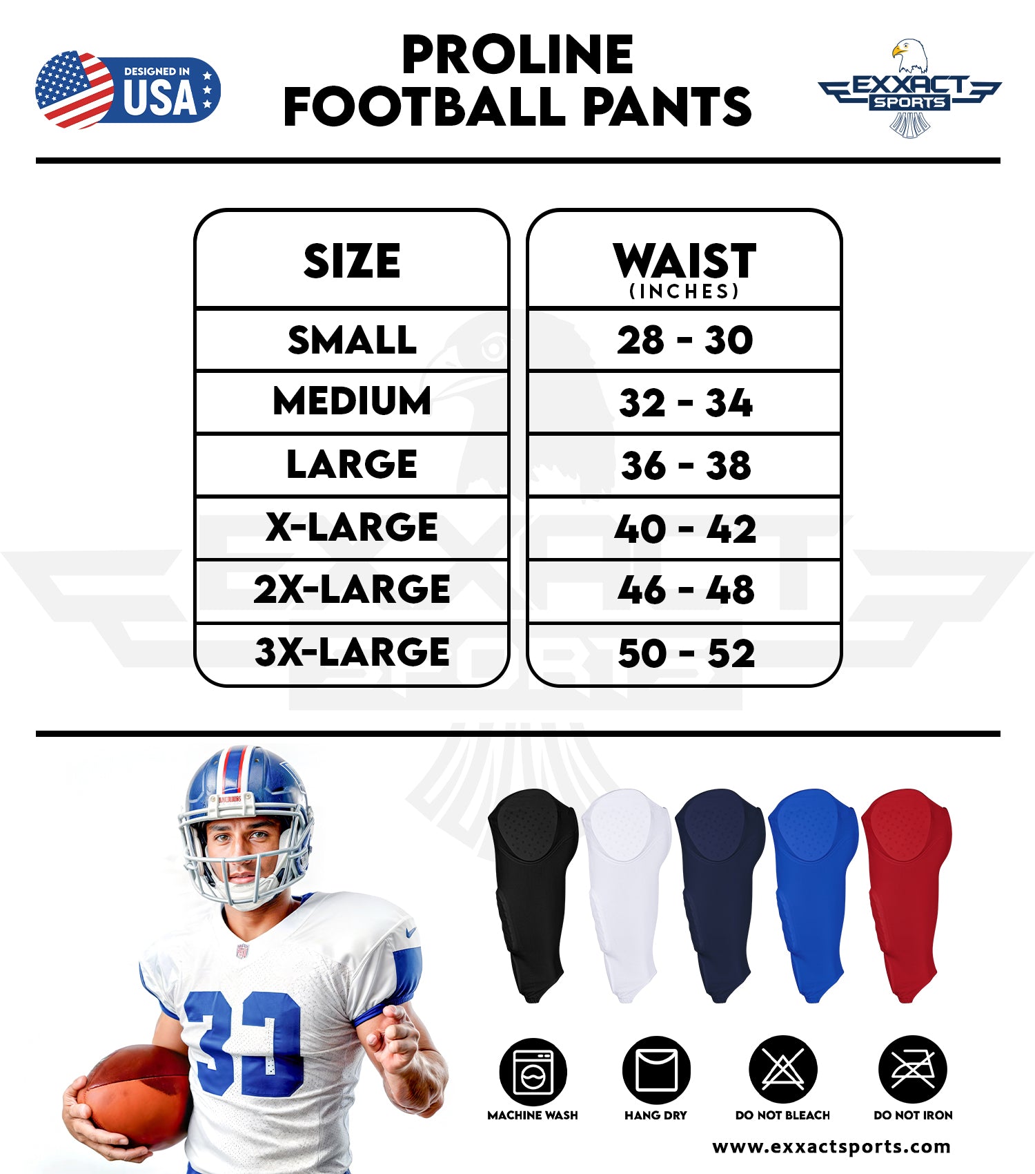 Proline Men Integrated Football Pants with 7 Flex Pads White (Adult)