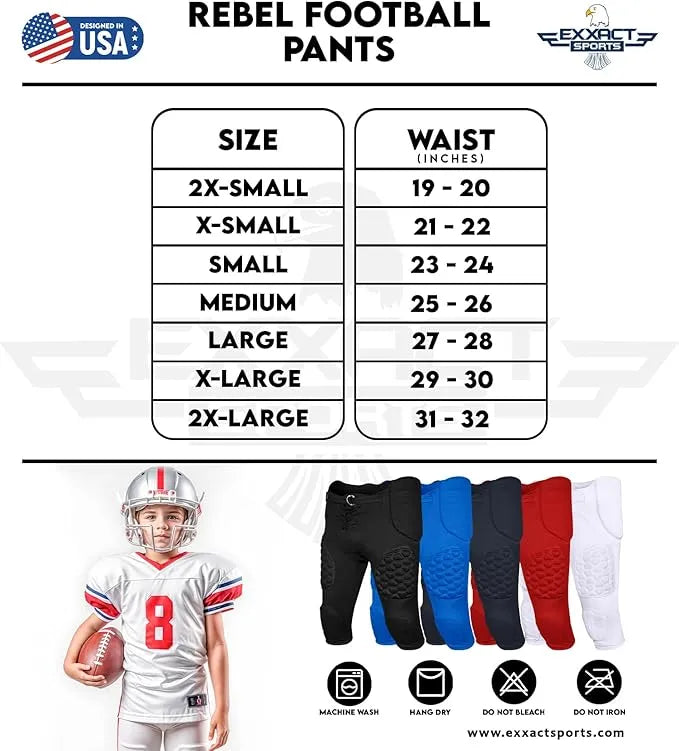 Rebel Boys Integrated Football Pants with Built-in Pads Navy (Youth)