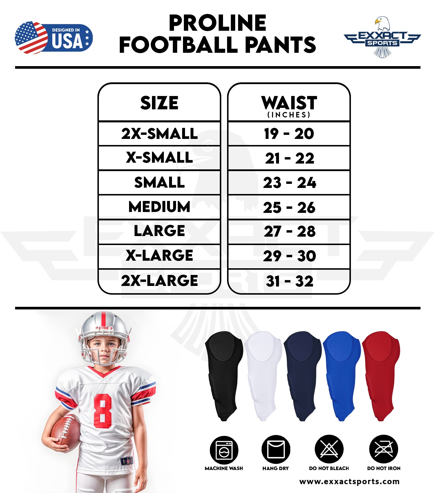 Proline Boys Integrated Football Pants with 7 Flex Pads Royal Blue (Youth)