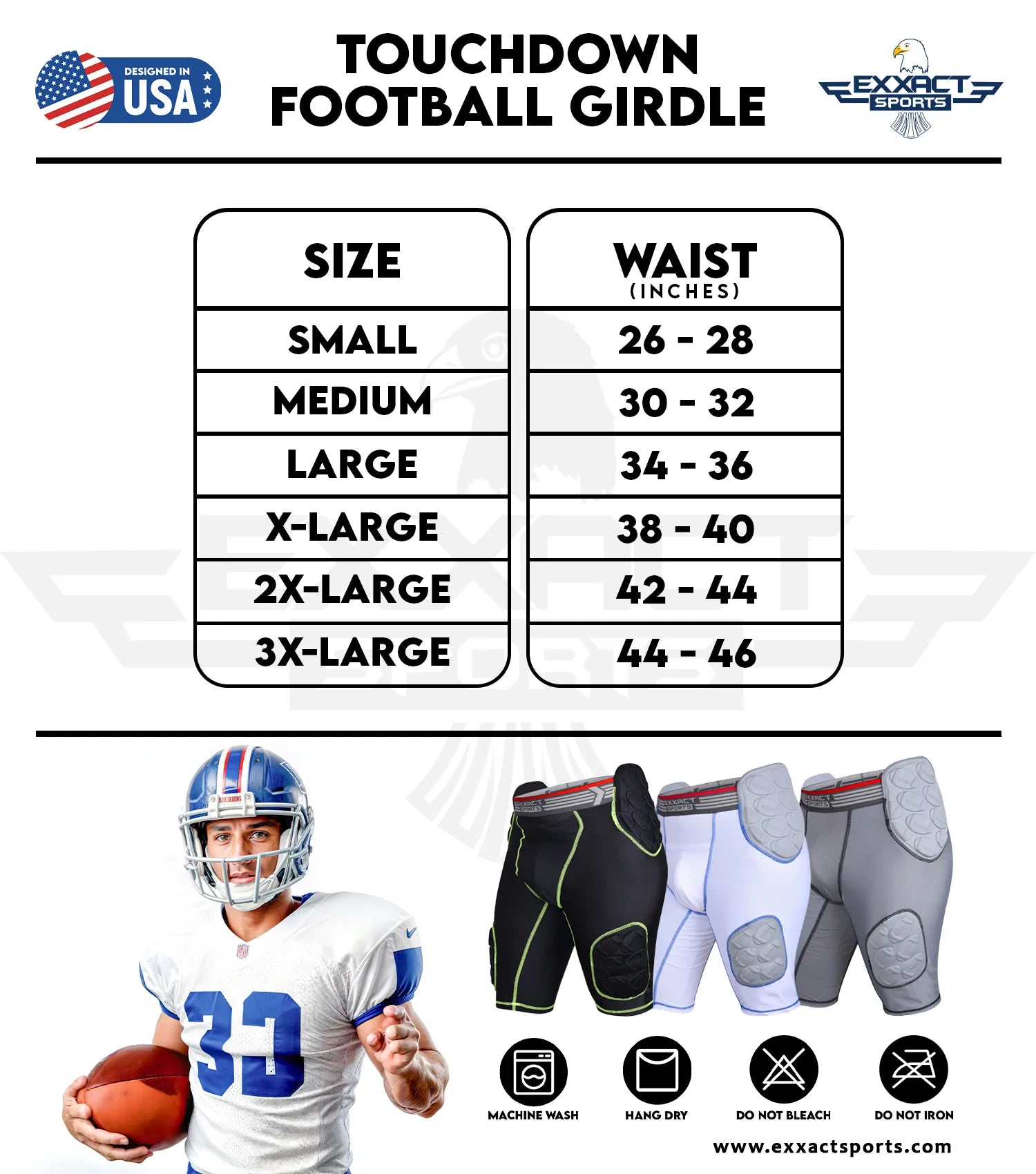 Touchdown 5-Pad Men's Football Girdle with Cup Pocket White (Adult)