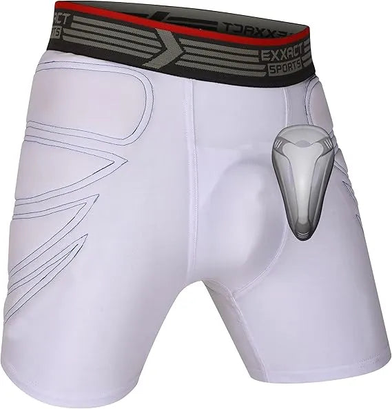 Men's Padded Sliding Shorts with Hard Protective Cup White