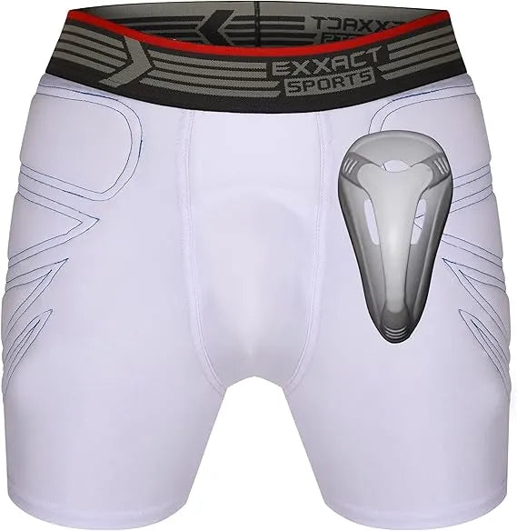 Men's Padded Sliding Shorts with Hard Protective Cup White