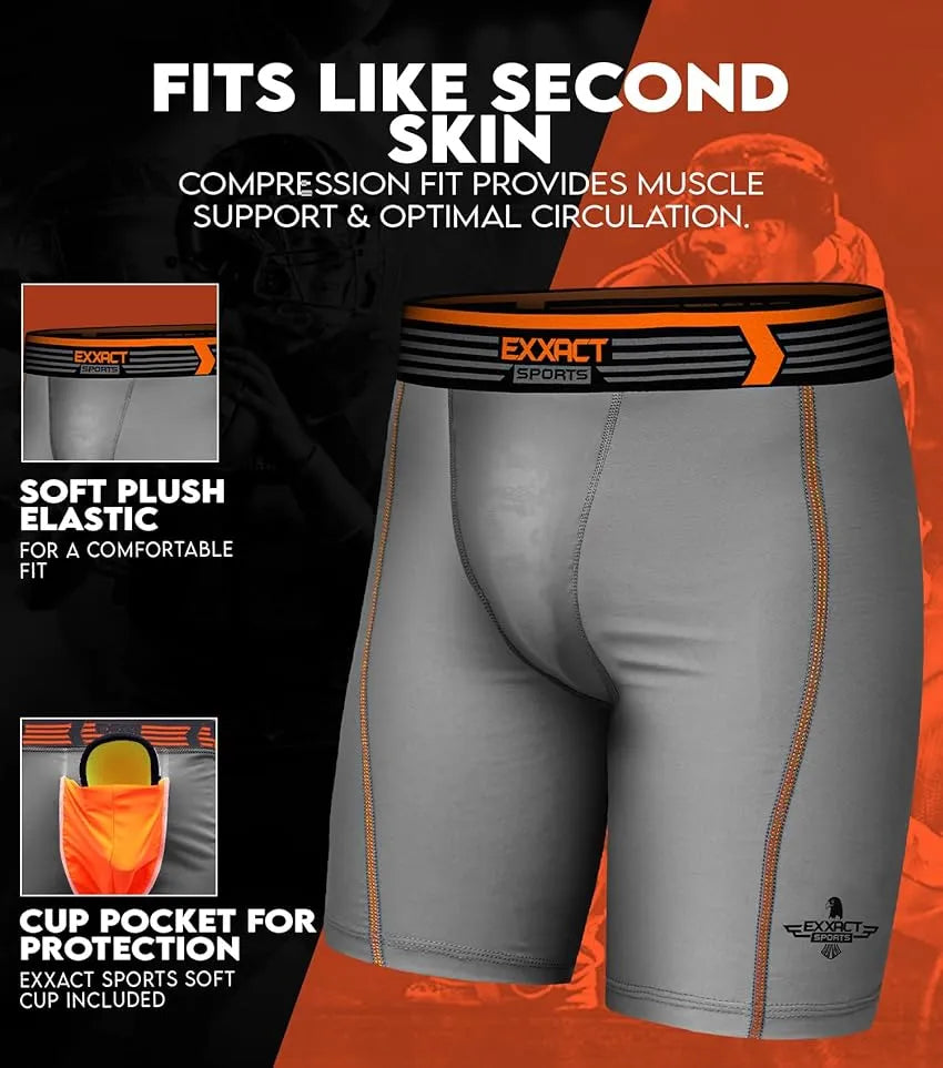 Men's compression shorts with soft athletic cup Gray (adult)