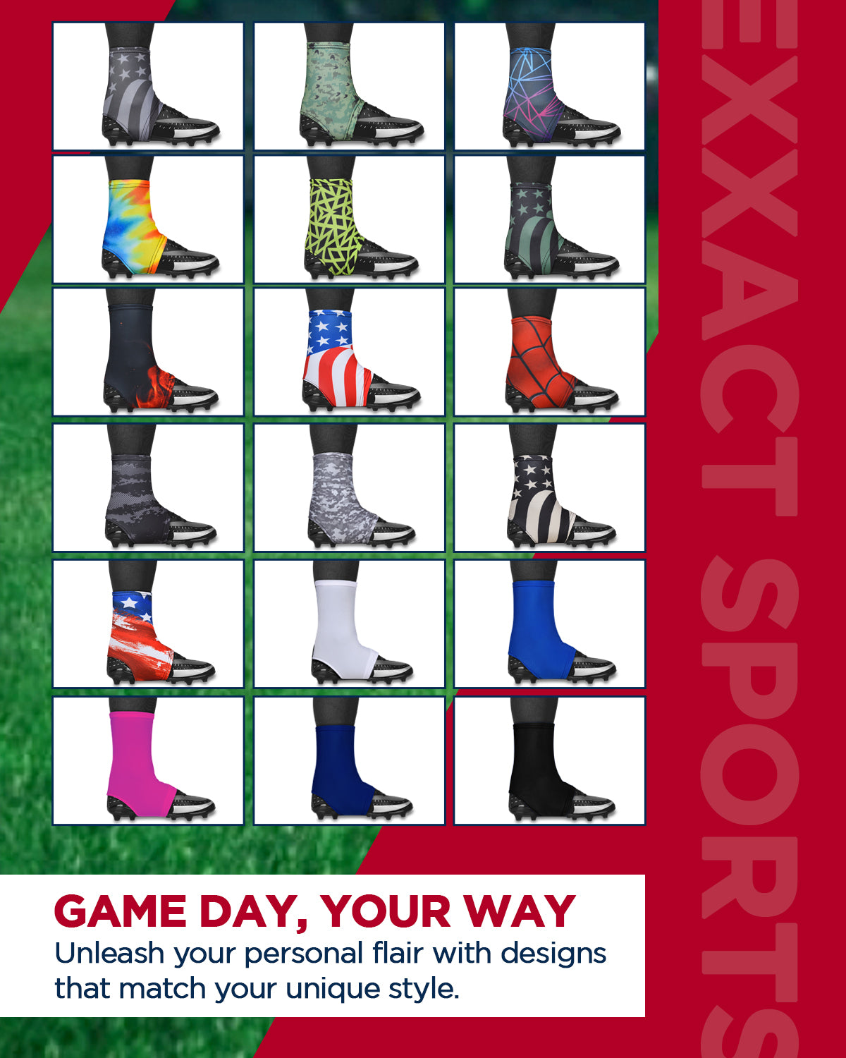 Spats Cleat Men & Boys Football Covers Bruashy Usa Flag