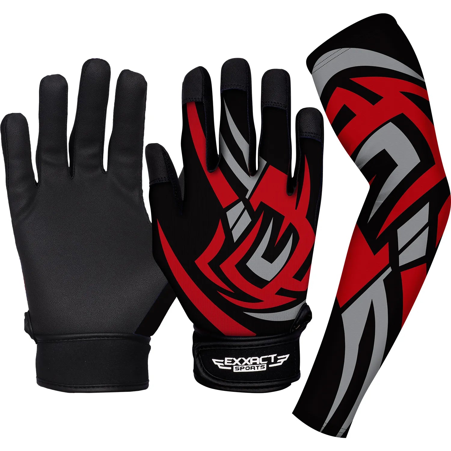 Baseball Batting Gloves with Arm Sleeve (Youth) Black Tattoo