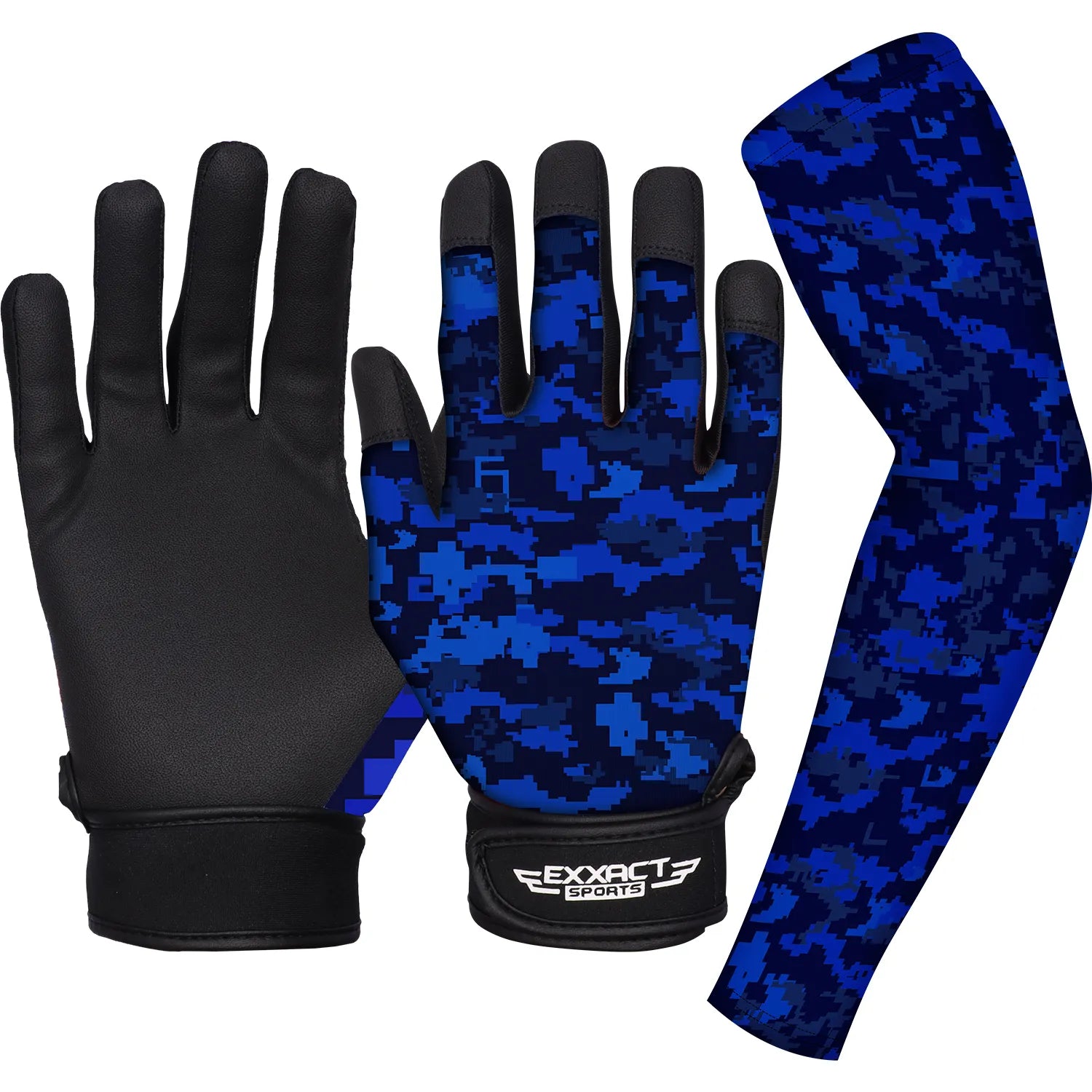 Baseball Batting Gloves with Arm Sleeve (Youth) Blue Camo