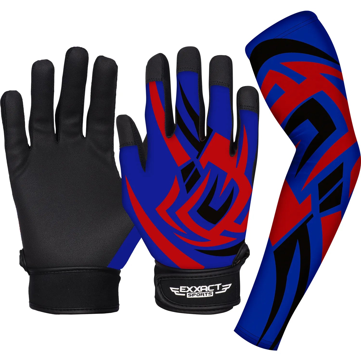 Baseball Batting Gloves with Arm Sleeve (Youth) Royal Blue Tattoo