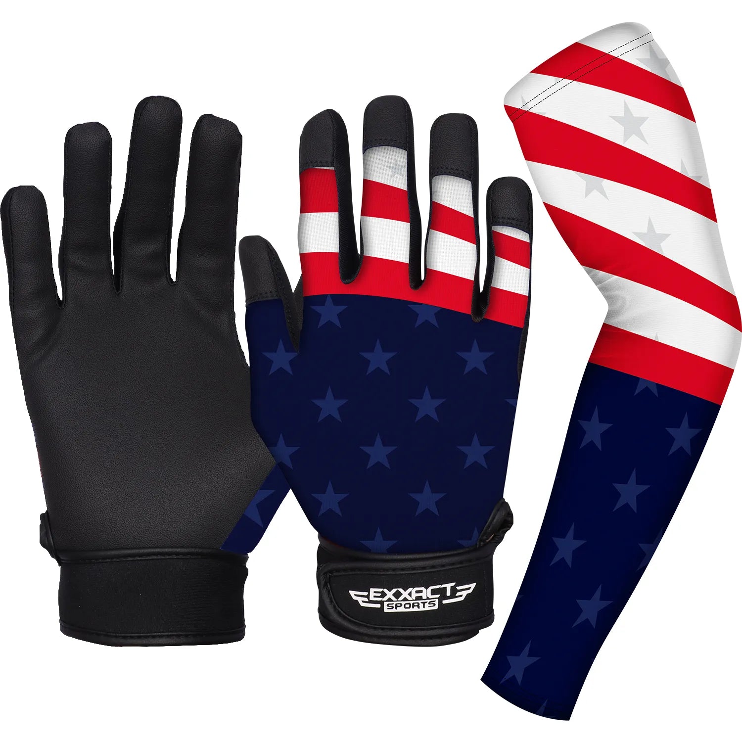 Baseball Batting Gloves with Arm Sleeve (Youth) usa Flag