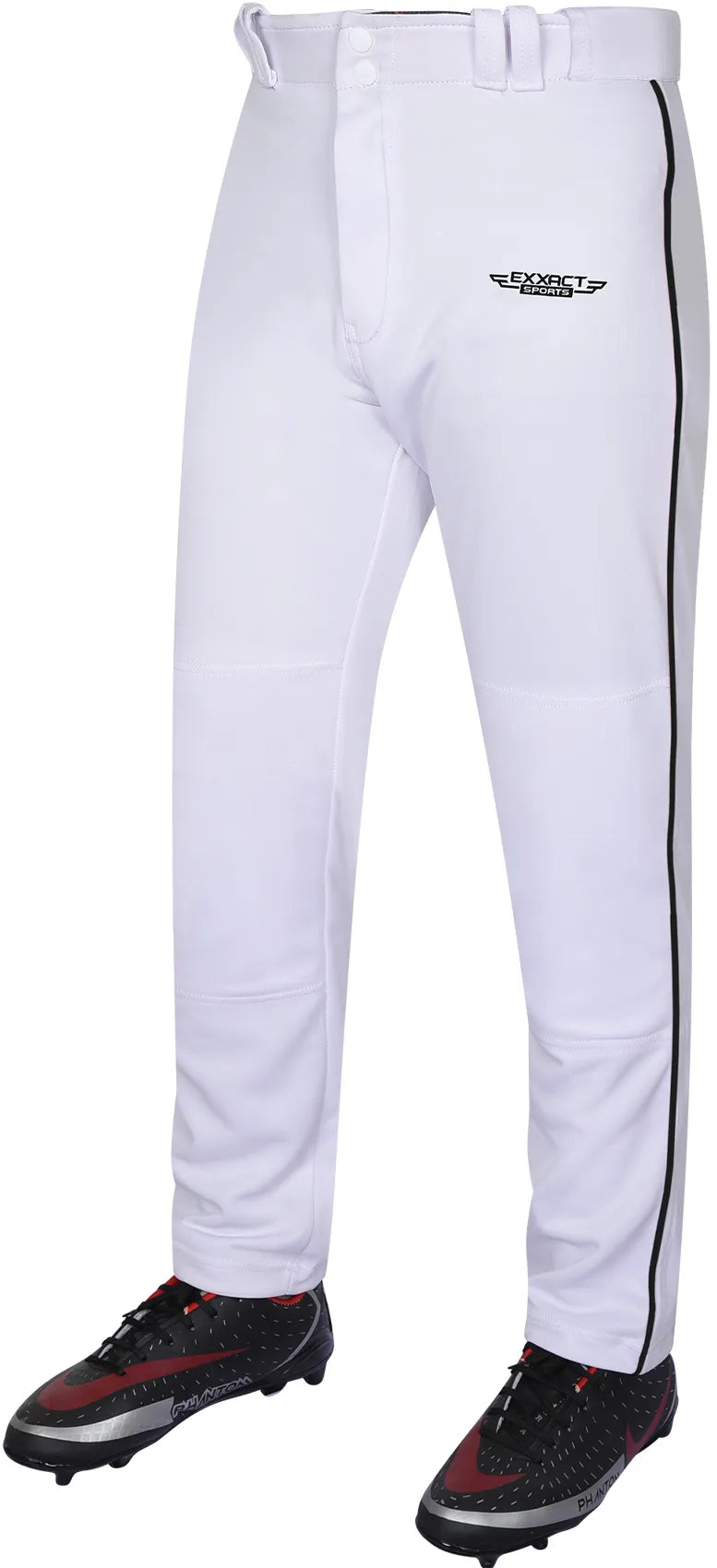 Homerun Boys Full Length Baseball Pants With Piping (White)