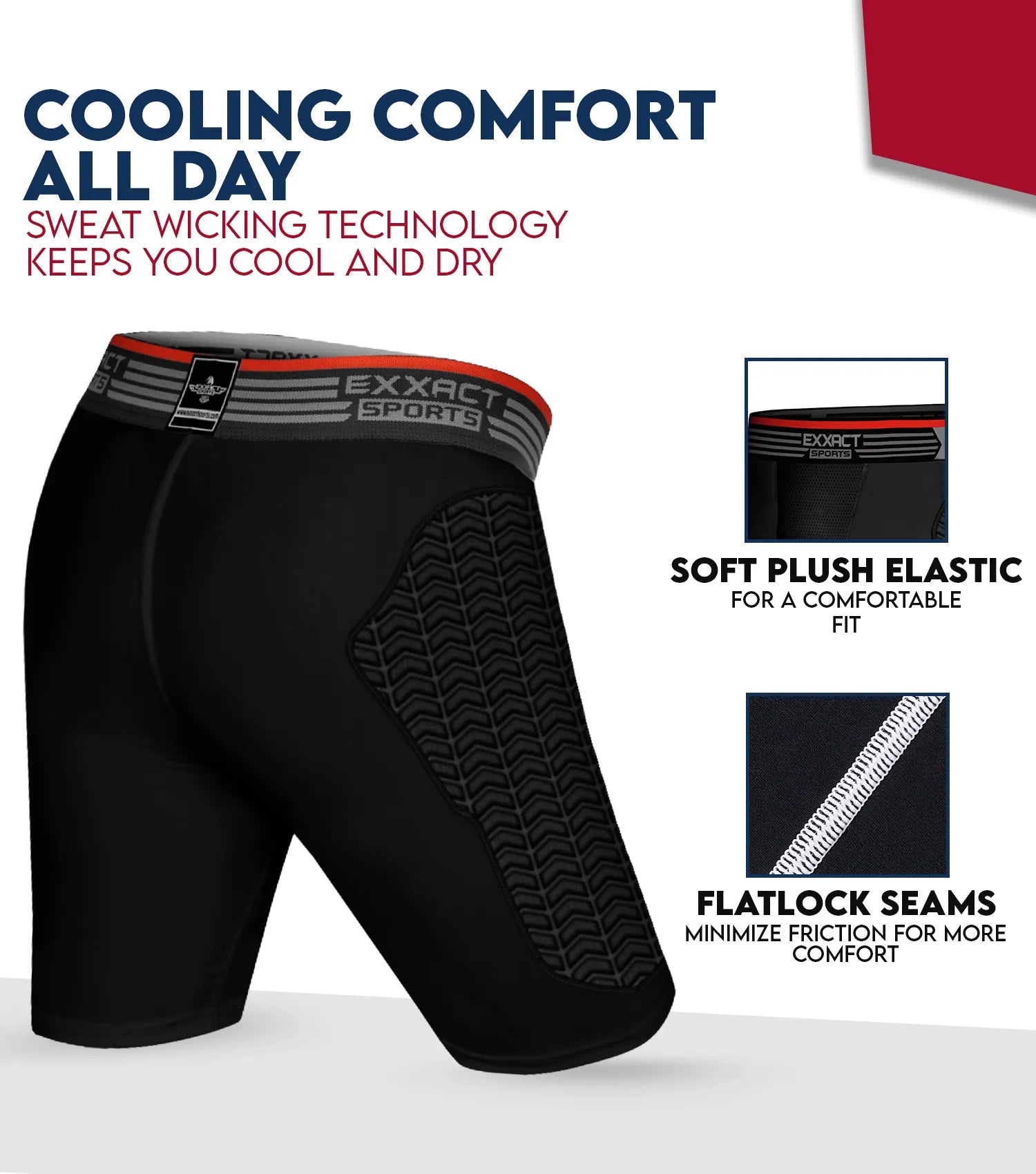 Men's Padded Sliding Shorts with Soft Athletic Cup Black